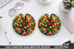 Christmas Car Coaster Sublimation| Christmas Coaster PNG Product Image 1