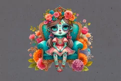 Watercolor Zombie Princess. PNG sublimation Product Image 3