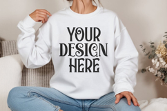 White Gildan 18000 Sweatshirt Model Mockups Product Image 1