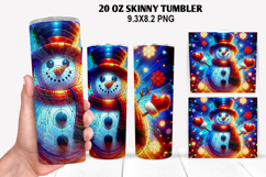 Snowman Skinny Tumbler 20oz Wrap Design, Christmas Tumbler Product Image 1