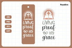 Christian Bookmark Saying SVG | Living Proof of His Grace Product Image 3