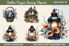 Gothic Pagan Spring Sublimation Clipart PNG Product Image 1