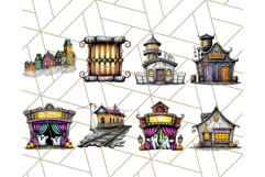 Halloween Buildings Clipart PNG, Haunted Houses Art Product Image 4