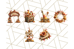 Autumn Circus Clipart Carnival Tent Fall PNG, Vintage Circus Product Image 7