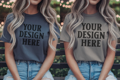 Christmas Bella Canvas 3001 Red and Kelly Green Shirt Mockup Product Image 1