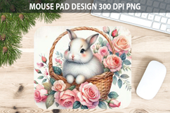 Watercolor Bunny Mouse Pad Sublimation - Valentines PNG Product Image 1