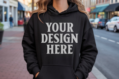 Black Gildan 18500 Hoodie Sweatshirt Mockup, 185 mock up Product Image 1