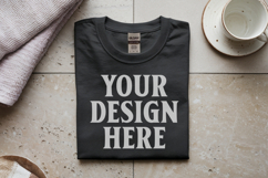 Black Gildan 5000 Flat Lay Tshirt Mockup, G5000 mockup Product Image 1