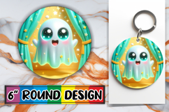 Enchanted Circle Keychain Inspiration PNG, 3D Cute Ghost Product Image 1