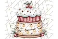 Christmas Cake Clipart PNG, Cottagecore Holiday Desserts Product Image 4