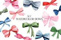 Watercolor clipart colorful bows.Clipart- PNG Birthday party Product Image 1
