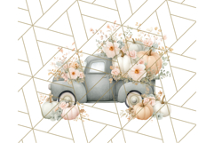 Vintage Truck Pumpkin and Fall Flowers PNG Clipart, Autumn Product Image 4