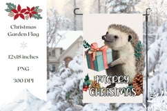 Christmas Hedgehog Garden Flag, Cute Garden Flag Design Product Image 1