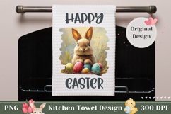 Happy Easter Towel PNG, Cute Easter Bunny Towel Sublimation Product Image 1