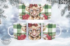 Christmas Mug Wrap Design-Christmas Highland Cow Sublimation Product Image 1