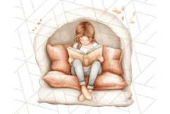 Cozy Book Lover Clipart PNG, Aesthetic Reading Graphics Product Image 4