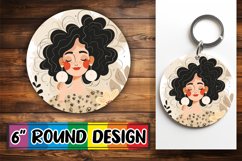Lovely Flower-Crowned Woman Round Design PNG Product Image 1