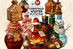 Christmas Winter Potion Bottles PNG, Magical Holiday Clipart Product Image 1