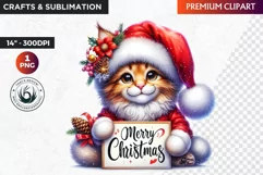 Christmas cat clipart, winter clipart, christmas kitten Product Image 1