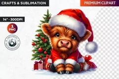 Christmas highland cow Clipart, christmas clipart, winter Product Image 1
