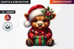 Christmas highland cow Clipart, christmas clipart, winter Product Image 1