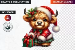 Christmas highland cow Clipart, christmas clipart, winter Product Image 1