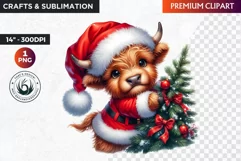 Christmas highland cow Clipart, christmas clipart, winter Product Image 1