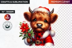 Christmas highland cow Clipart, christmas clipart, winter Product Image 1