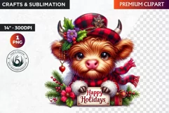 Christmas highland cow Clipart, christmas clipart, winter Product Image 1