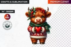Christmas highland cow Clipart, christmas clipart, winter Product Image 1