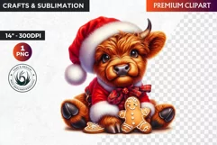 Christmas highland cow Clipart, christmas clipart, winter Product Image 1
