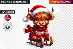 Christmas highland cow Clipart, christmas clipart, winter Product Image 1