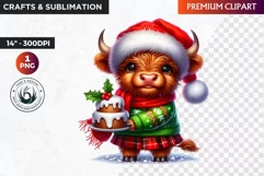 Christmas highland cow Clipart, christmas clipart, winter Product Image 1
