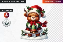 Christmas highland cow Clipart, christmas clipart, winter Product Image 1