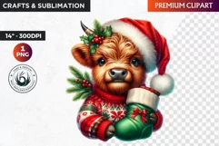 Christmas highland cow Clipart, christmas clipart, winter Product Image 1