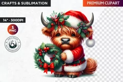 Christmas highland cow Clipart, christmas clipart, winter Product Image 1