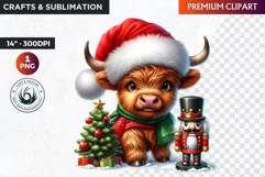Christmas highland cow Clipart, christmas clipart, winter Product Image 1