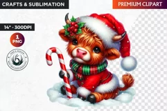 Christmas highland cow Clipart, christmas clipart, winter Product Image 1