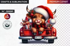Christmas highland cow Clipart, christmas clipart, winter Product Image 1