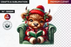 Christmas highland cow Clipart, christmas clipart, winter Product Image 1