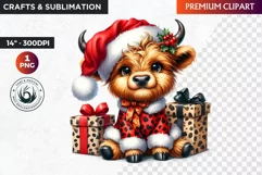Christmas highland cow Clipart, christmas clipart, winter Product Image 1
