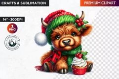 Christmas highland cow Clipart, christmas clipart, winter Product Image 1