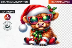 Christmas highland cow Clipart, christmas clipart, winter Product Image 1
