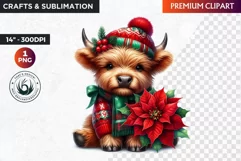 Christmas highland cow Clipart, christmas clipart, winter Product Image 1