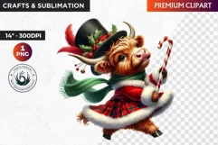 Christmas highland cow Clipart, christmas clipart, winter Product Image 1