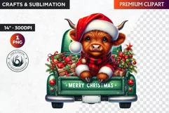 Christmas highland cow Clipart, christmas clipart, winter Product Image 1
