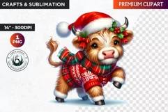 Christmas highland cow Clipart, christmas clipart, winter Product Image 1