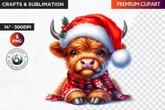 Christmas highland cow Clipart, christmas clipart, winter Product Image 1