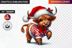 Christmas highland cow Clipart, christmas clipart, winter Product Image 1