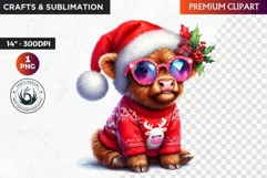 Christmas highland cow Clipart, christmas clipart, winter Product Image 1